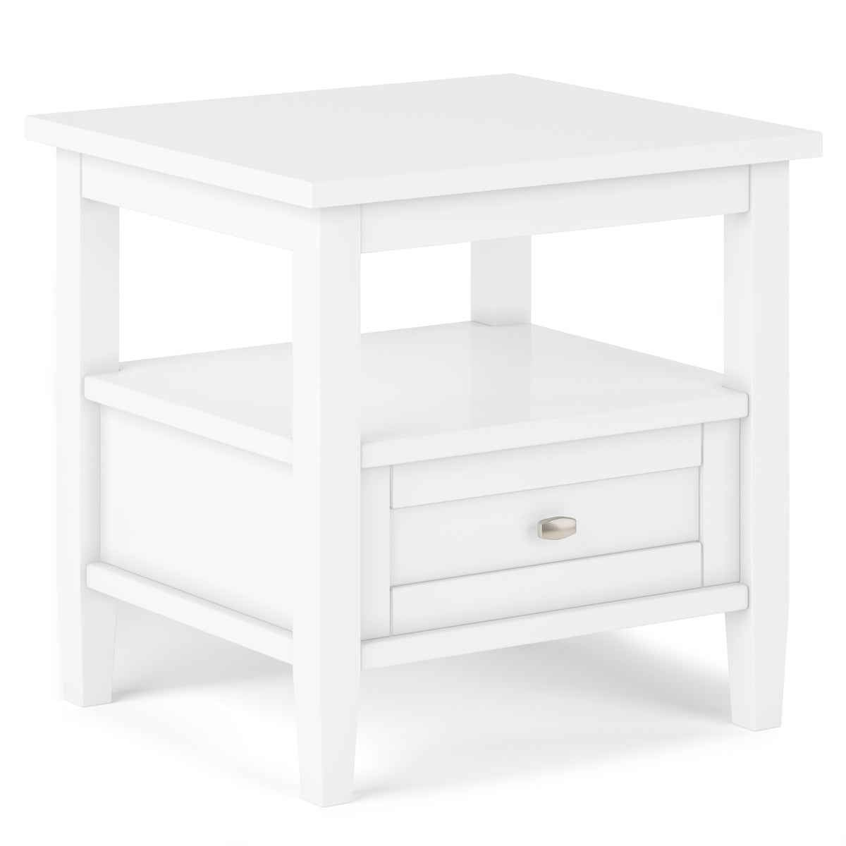 Warm Shaker Solid Wood 20 inch Wide Transitional End Table in White