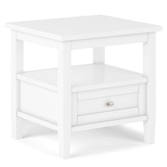 Warm Shaker Solid Wood 20 inch Wide Transitional End Table in White