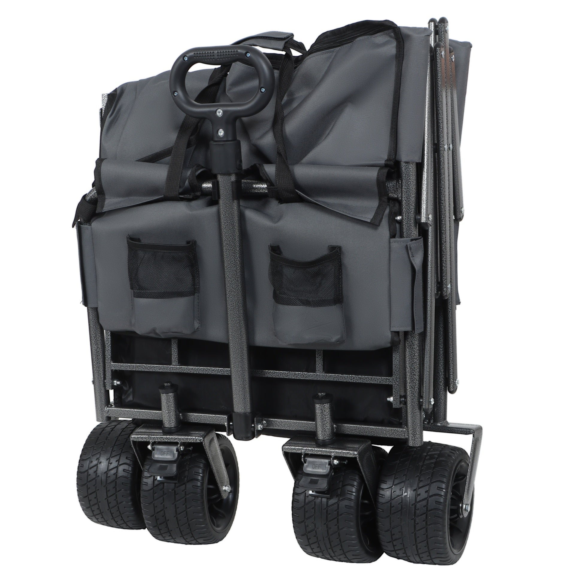 3-in-1 Folding Wagon Cart with Bench Seat & Storage patent protection - Includes 1 ice pack, 500lbs Heavy-Duty Utility Wagon, 180L Capacity All-Terrain Wheels for Camping, Beach, Sports, Garden, gray