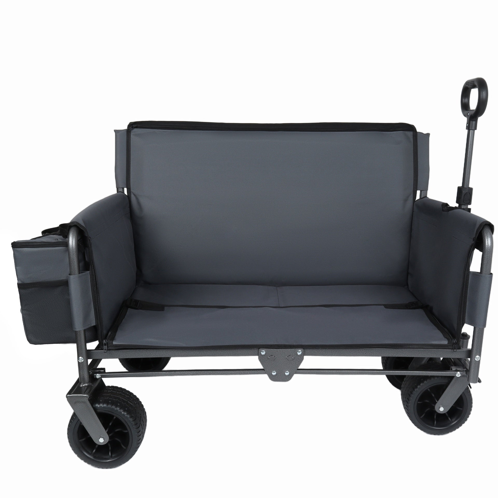 3-in-1 Folding Wagon Cart with Bench Seat & Storage patent protection - Includes 1 ice pack, 500lbs Heavy-Duty Utility Wagon, 180L Capacity All-Terrain Wheels for Camping, Beach, Sports, Garden, gray