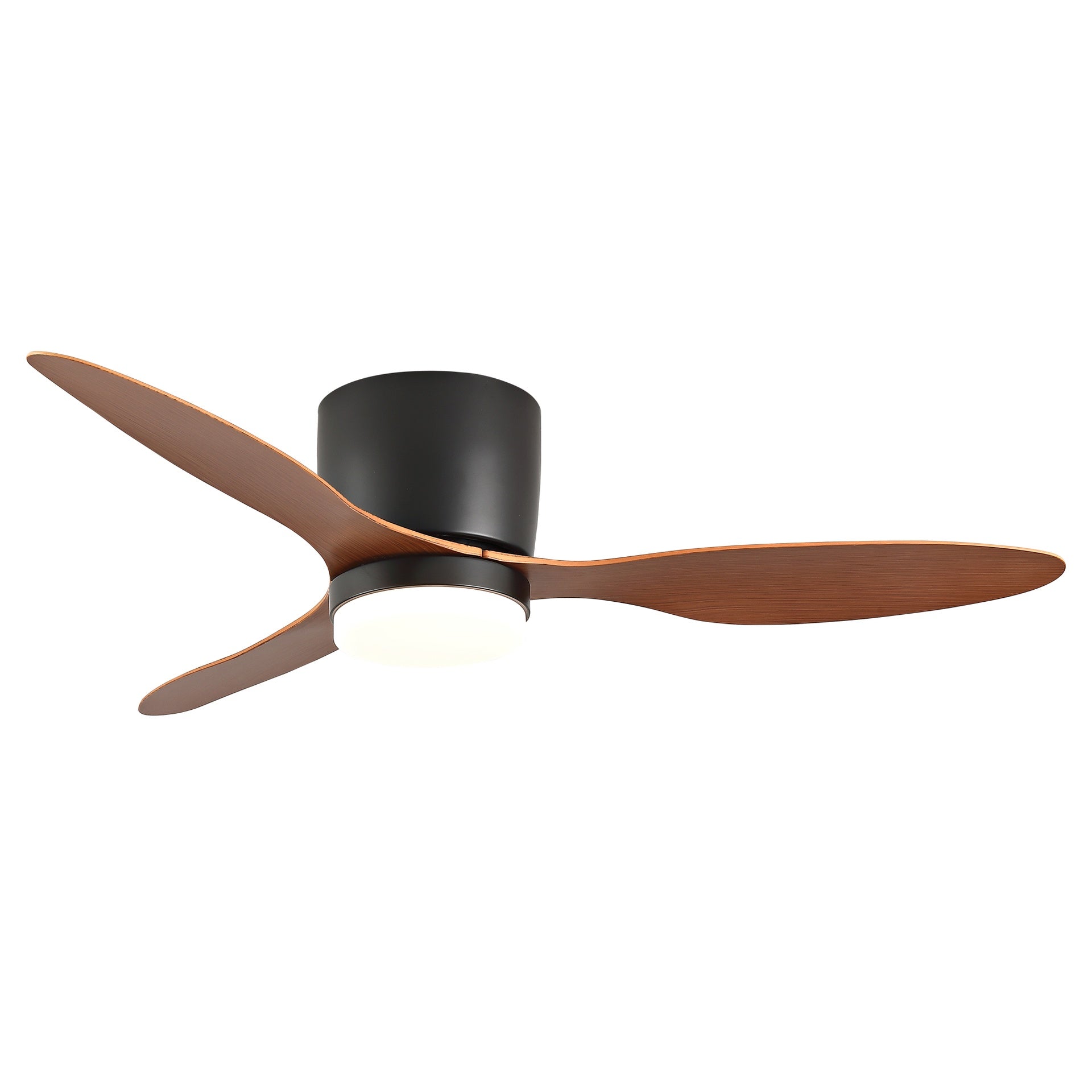 42 Inch Ceiling Fans with Lights, Flush Mount Low Profile, 3 ABS Blades Ceiling Fan with Light and Remote, 6-Speed, Reversible DC Motor, Noiseless, for Bedroom, Indoor/Outdoor, Black+Walnut