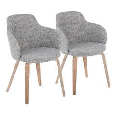 Boyne Contemporary Dining/Accent Chair in Whitewashed Wood and Dark Grey Noise Fabric by LumiSource - Set of 2