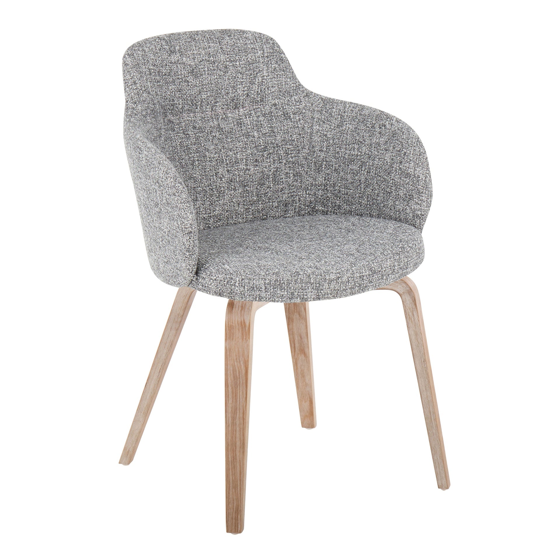 Boyne Contemporary Dining/Accent Chair in Whitewashed Wood and Dark Grey Noise Fabric by LumiSource - Set of 2