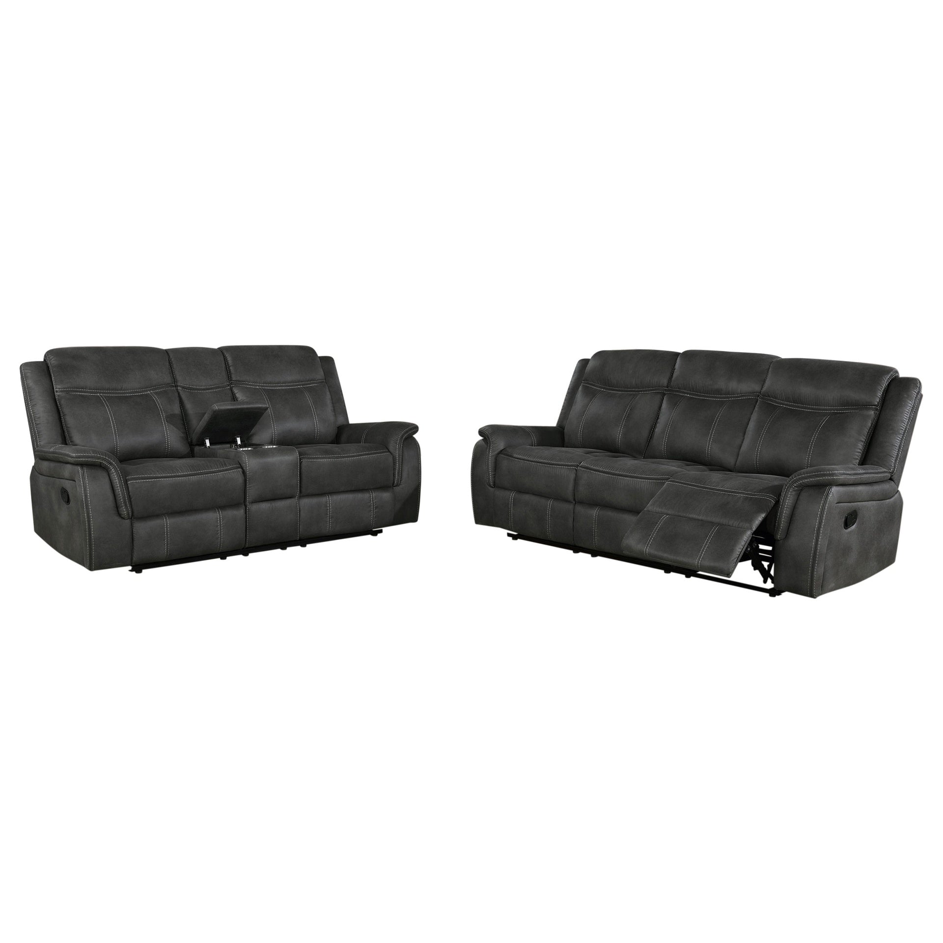 Franklin Charcoal 2-piece Upholstered Reclining Sofa Set