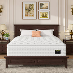 14'' Hybrid Mattress - King, Memory Foam & Pocket Springs for Pressure Relief, Fiberglass Free Ergonomic Home White