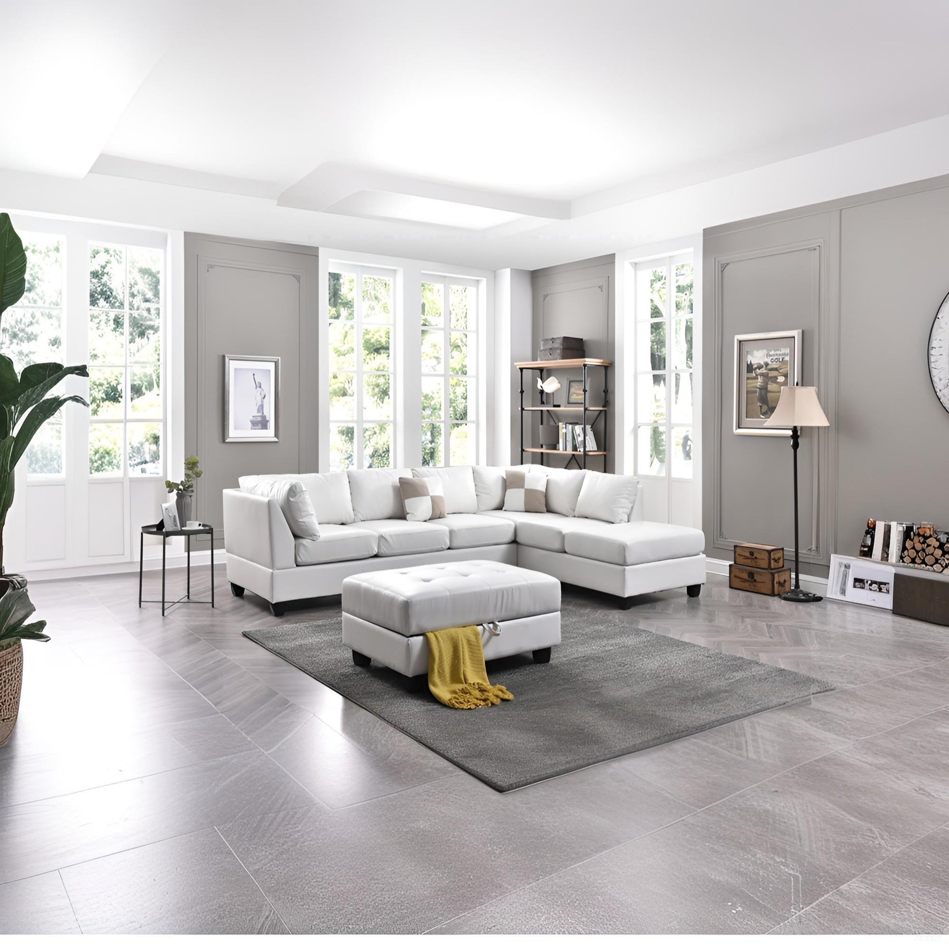 Malone G647B-SC Sectional (Without Ottoman), WHITE
