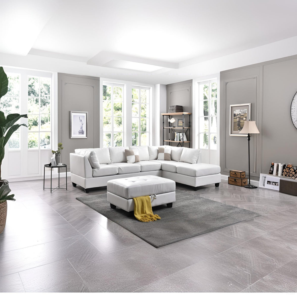 Malone G647B-SC Sectional (Without Ottoman), WHITE