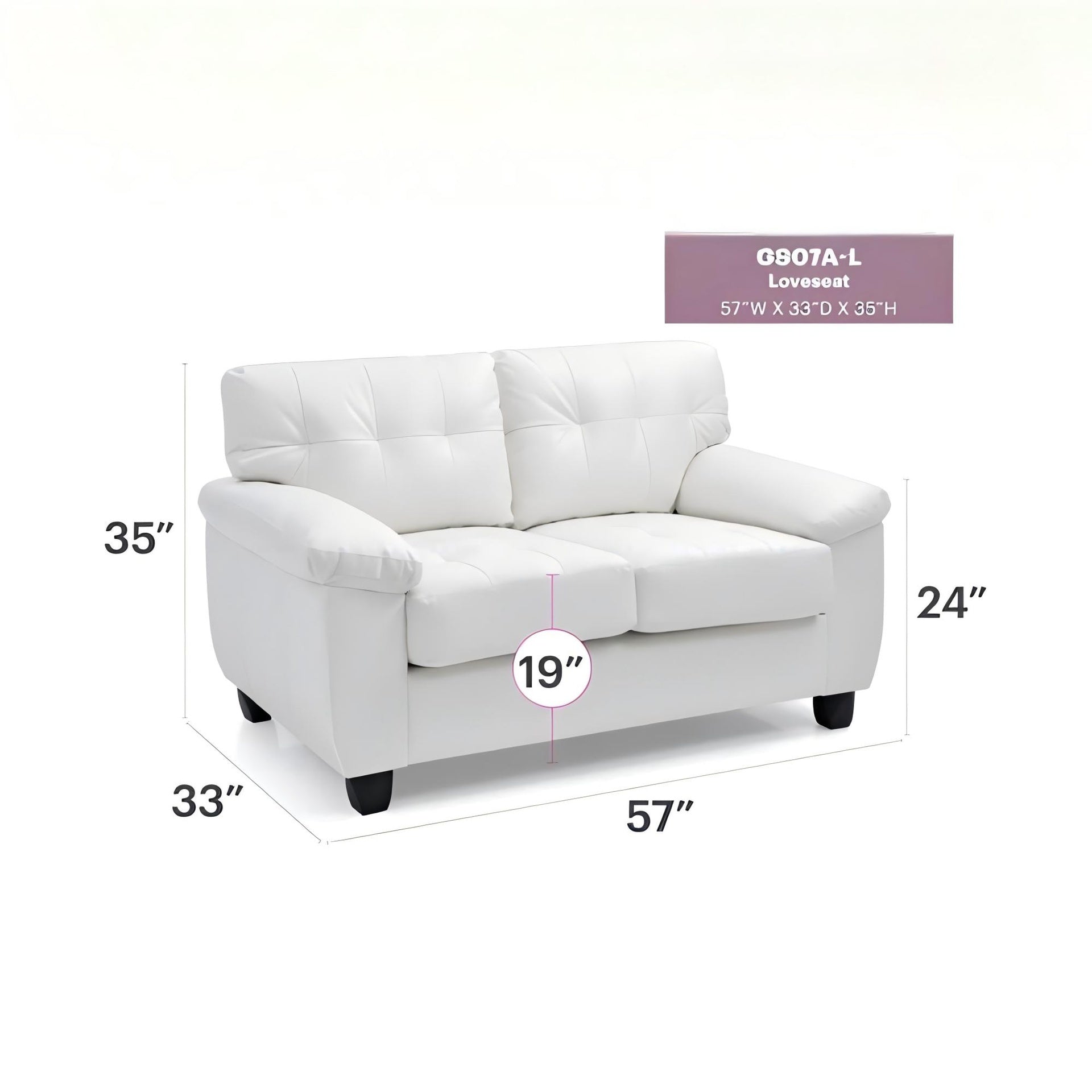 Contemporary White Loveseat With Comfort