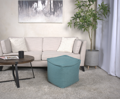 Hansolo Yarn Square Pouf, Teal