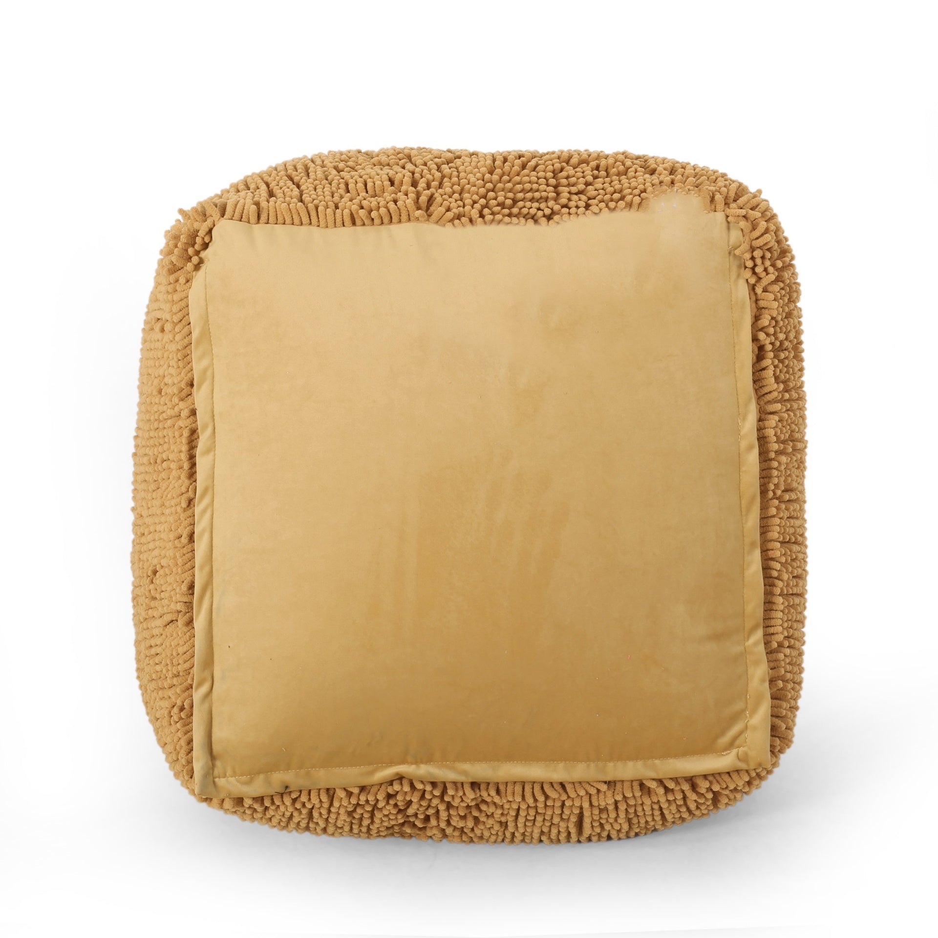 Spongy Microfiber Square Pouf, Yellow