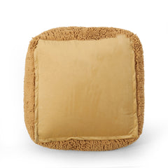 Spongy Microfiber Square Pouf, Yellow