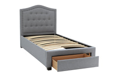1pc California King Size Bed Light Gray Arched And Button Tufted Headboard Footboard Storage Bedroom Furniture