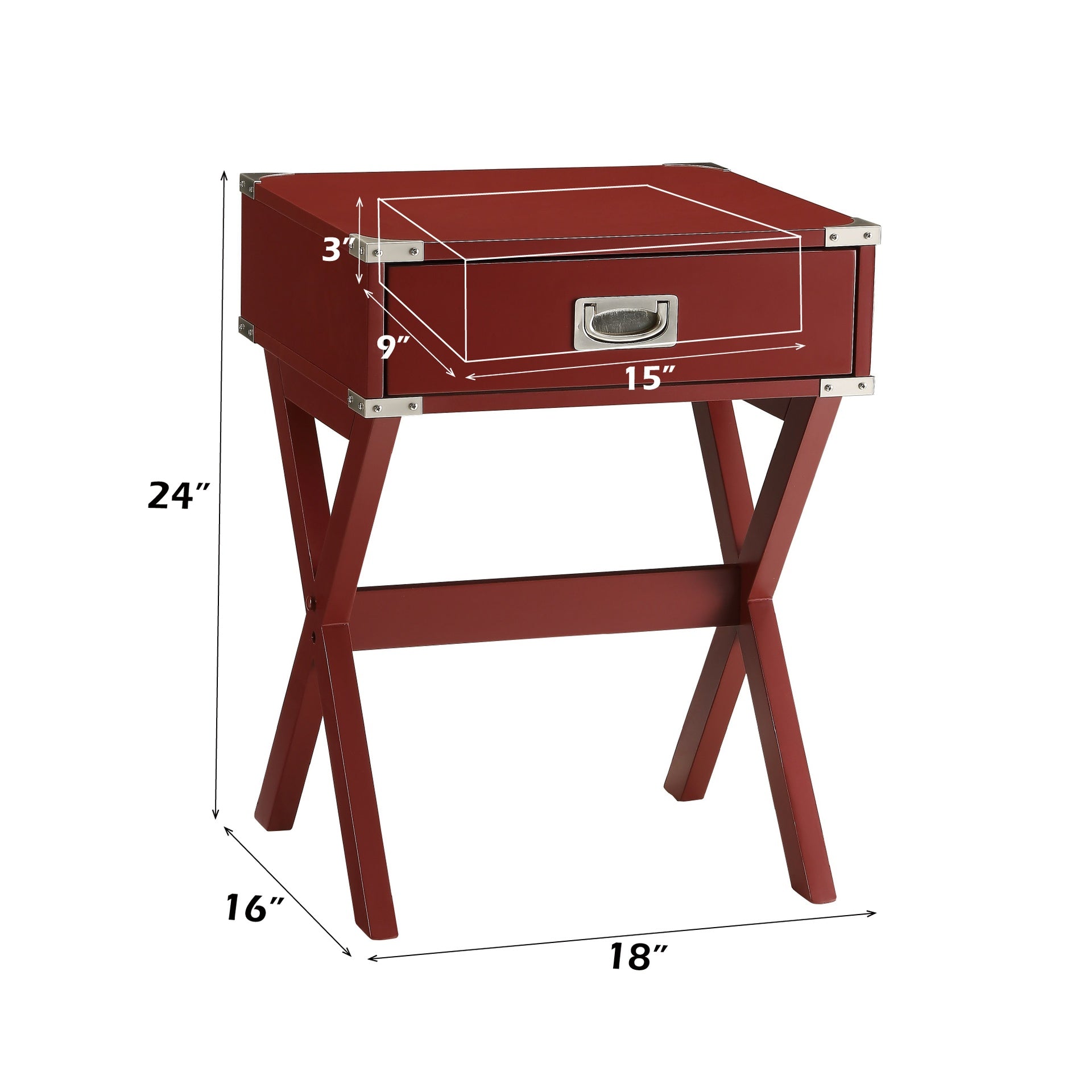 Babs Red Finish Accent Table