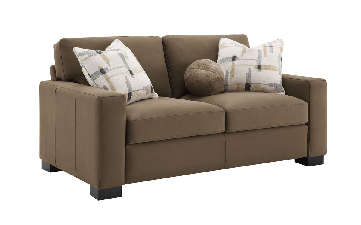 Darya Brown Suede Fabric Loveseat w/3 Pillows