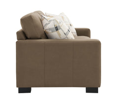 Darya Brown Suede Fabric Loveseat w/3 Pillows