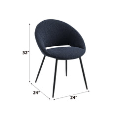 Klaus Black Boucle & Black Finish Side Chair (Set of 2)