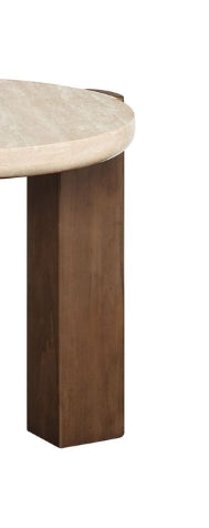 Leonardo Travertine Top & Dark Oak End Table