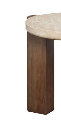 Leonardo Travertine Top & Dark Oak End Table