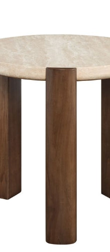 Leonardo Travertine Top & Dark Oak End Table