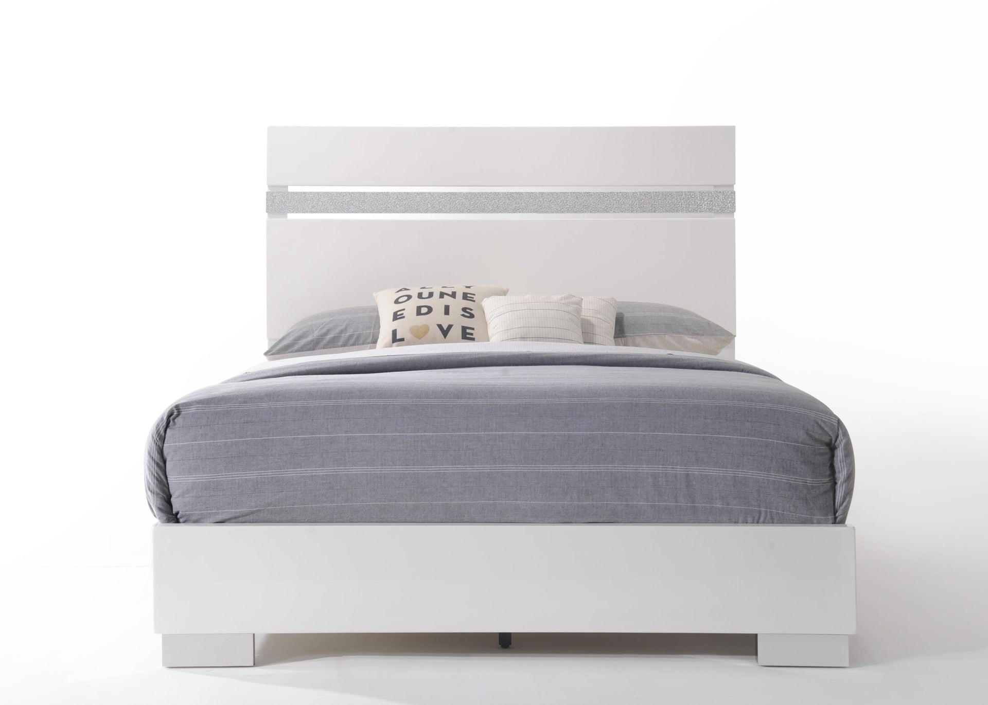 Naima II White High Gloss Finish Queen Bed