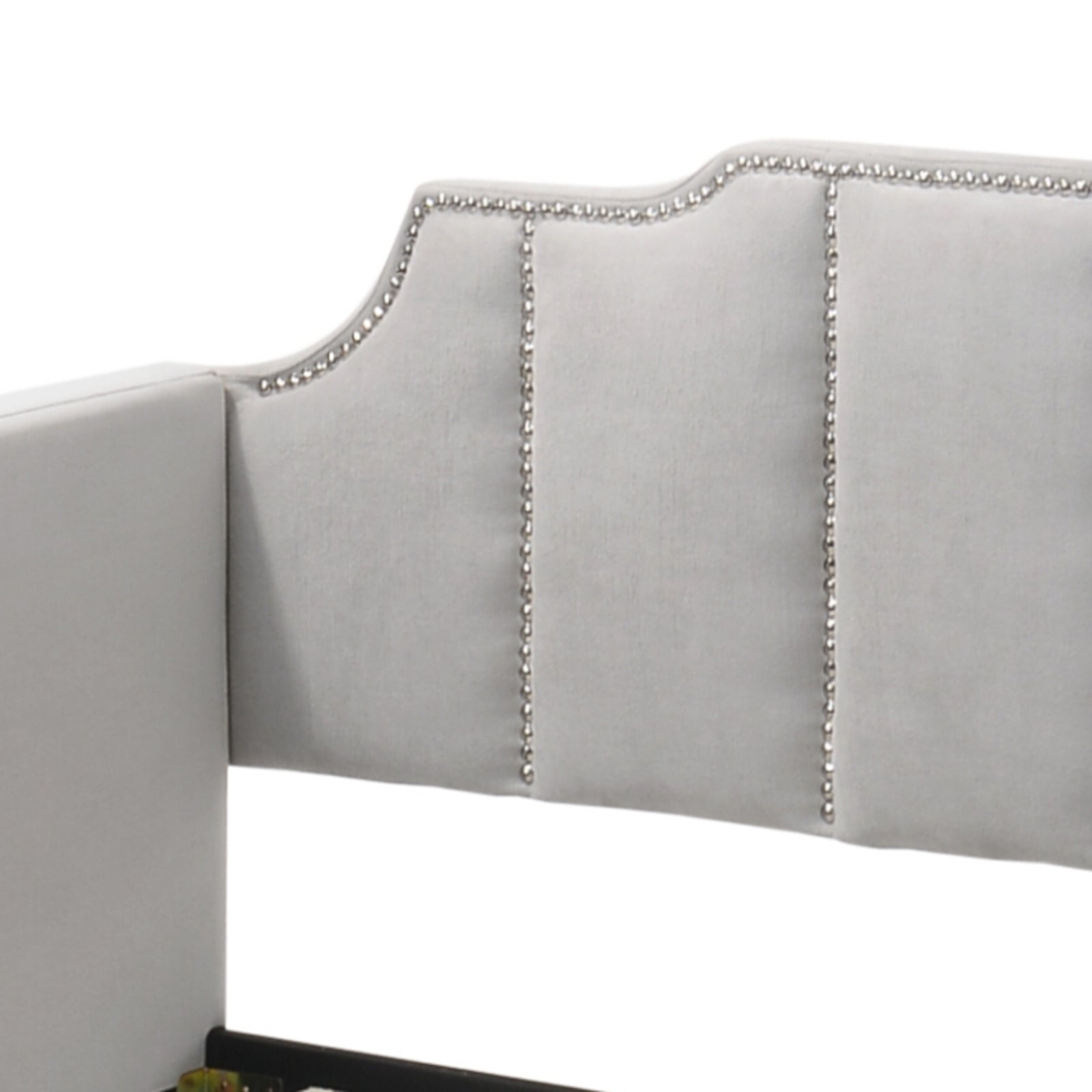 Peridot Dove Gray Velvet Daybed W/Trundle (Twin)