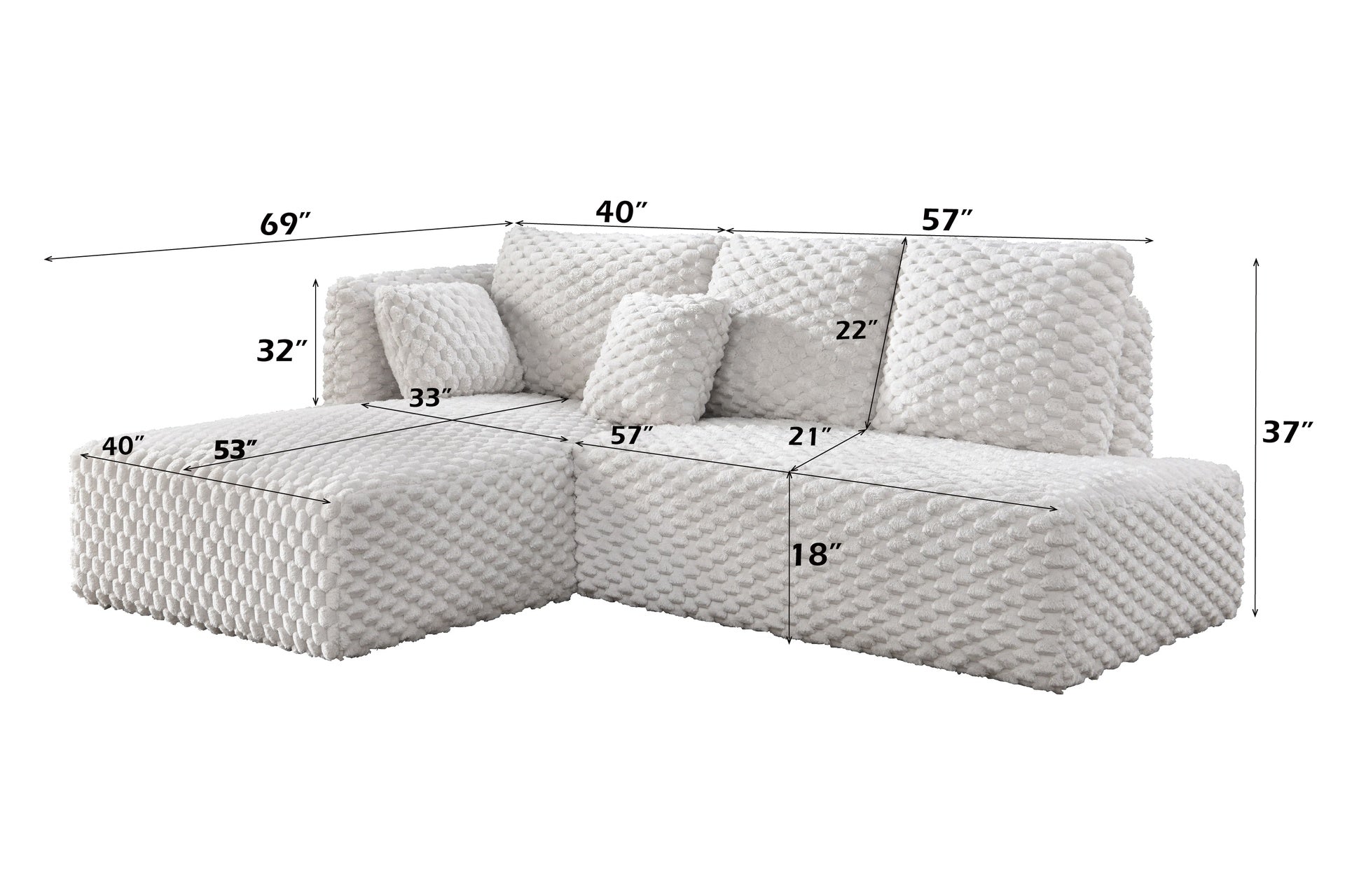 Manya Ivory Corduroy Sectional Sofa