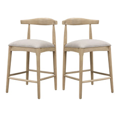 COUNTER STOOL IN PEBBLE FABRIC (SET OF 2)