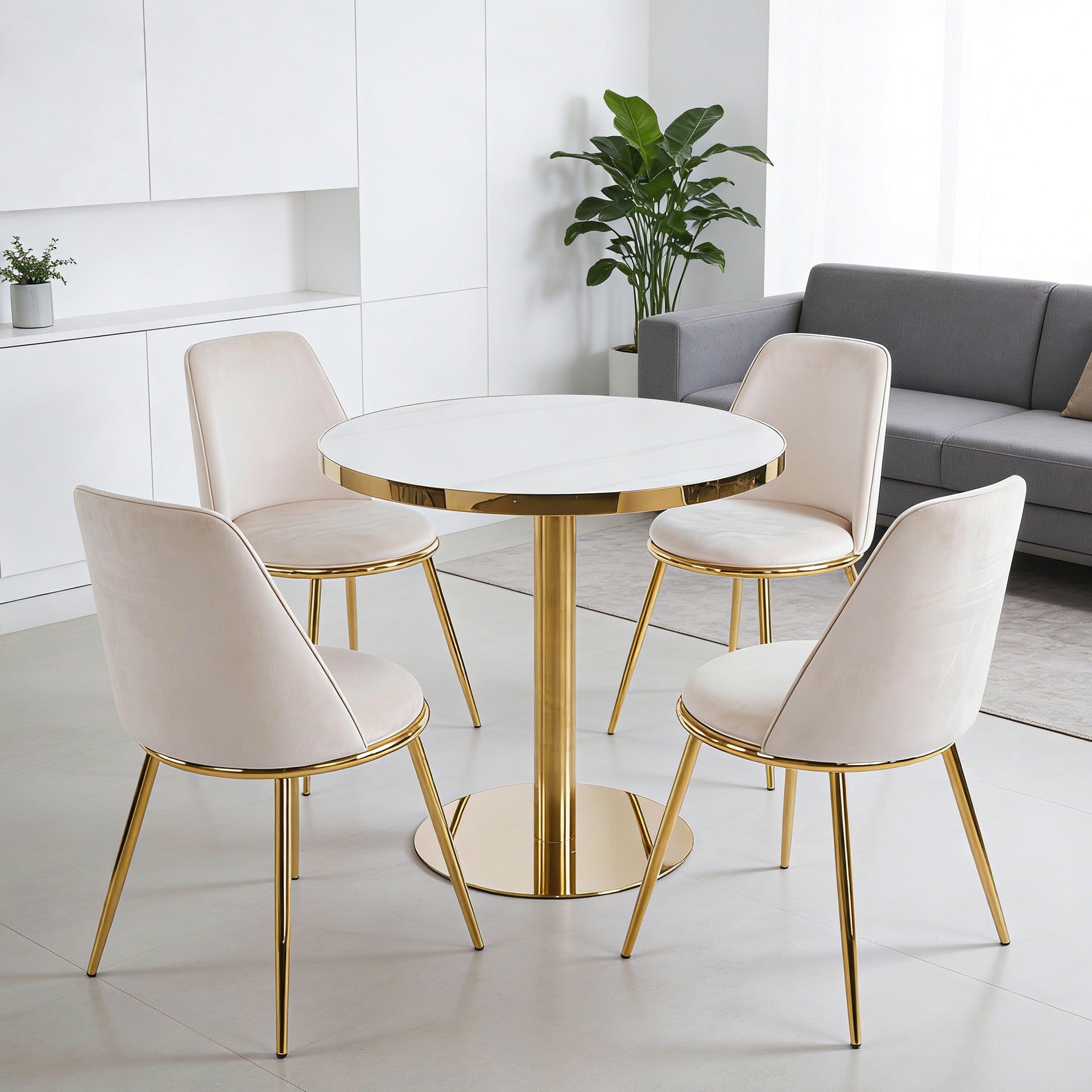 31.5inch Mid-Century Modern Pedestal Table, Multi-Functional Dining Table for 4-6 People & Large Coffee Table, White MDF Cremic Top for Living Room, Kitchen, Office