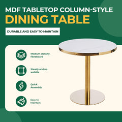 31.5inch Mid-Century Modern Pedestal Table, Multi-Functional Dining Table for 4-6 People & Large Coffee Table, White MDF Cremic Top for Living Room, Kitchen, Office