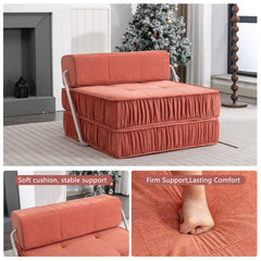 Orange Folding Sofa , Futon Sleeper Chair, Convertible Chair Floor Couch & Sleeping Mattress for Living Room, Guest Room, Home Office, Apartment, Small space, Removable Back Cushion.