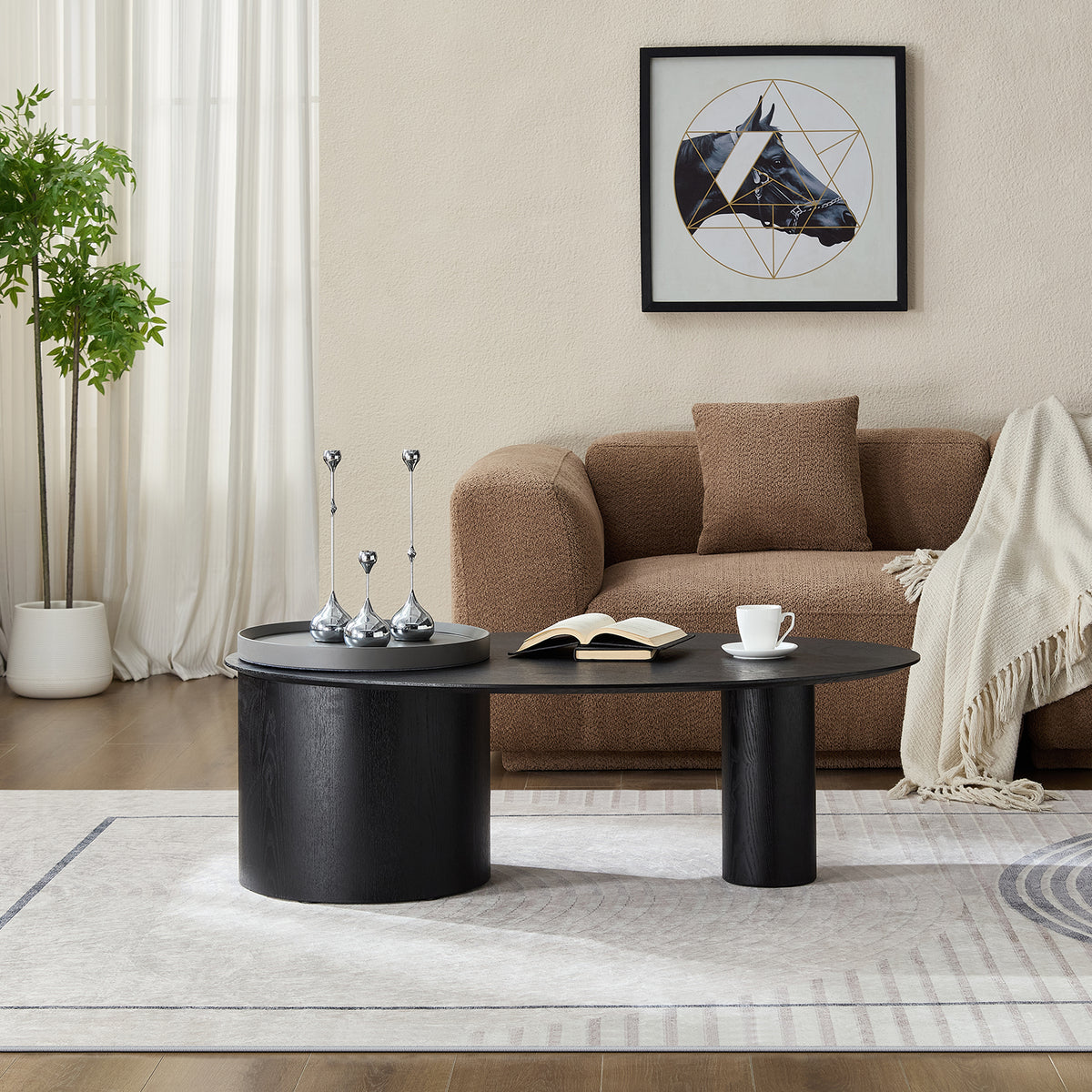 Modern Oval Luxury Coffee Table, Sophisticated Living Room Center Table