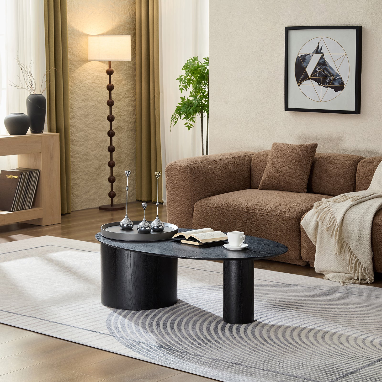 Modern Oval Luxury Coffee Table, Sophisticated Living Room Center Table