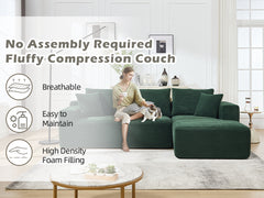 Modular Sectional Sofa Couches L-Shape Couch 2Seat Modular Sofa Memory Foam Sectional Couches for Living Room, Cloud Couch with Oversized Chaise (Green, Stripe (Right Facing Chaise))