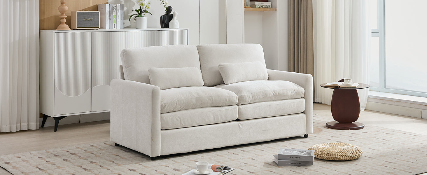 68.1" Cozy Upholstered Loveseat Sofa Oversized Comfy Comfy Cloud Sofa Double Cushion Loveseat Sofa Plush Cushion Sofa Couch for Living Room, Beige