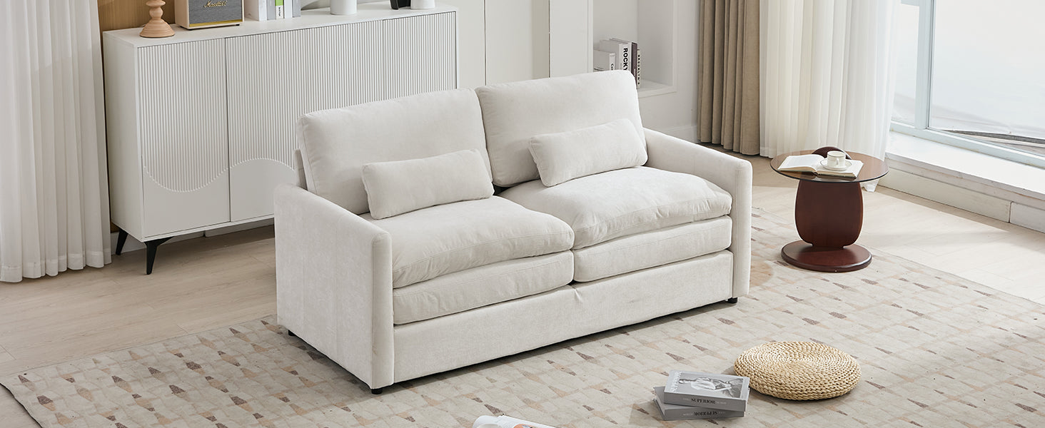 68.1" Cozy Upholstered Loveseat Sofa Oversized Comfy Comfy Cloud Sofa Double Cushion Loveseat Sofa Plush Cushion Sofa Couch for Living Room, Beige
