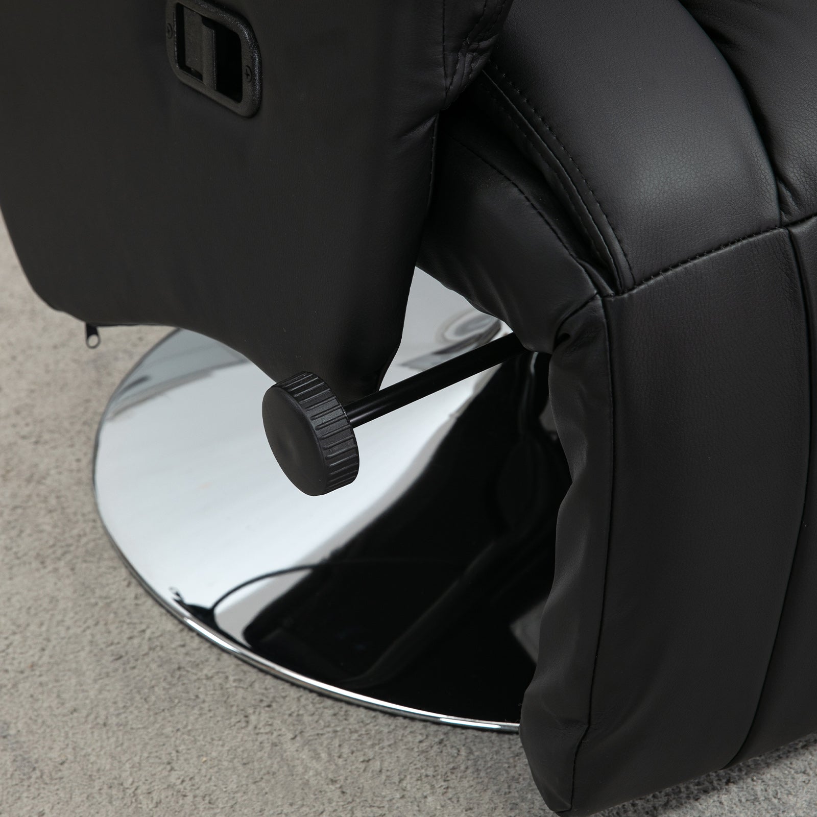 HOMCOM Manual Recliner Chair for Adults, Adjustable Swivel Recliner with Footrest, Padded Arms, PU Leather Upholstery and Steel Base for Living Room, Black