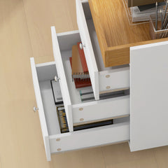 HOMCOM 3 Drawer Home Office Storage Cabinet, Office Drawer on Wheels with Removable Tray, Under Desk Printer Stand with Storage, White