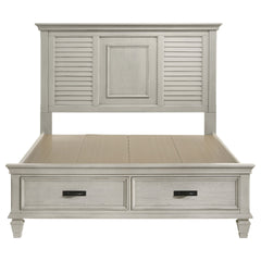 Capistrano Distressed White 2-drawer Queen Bed