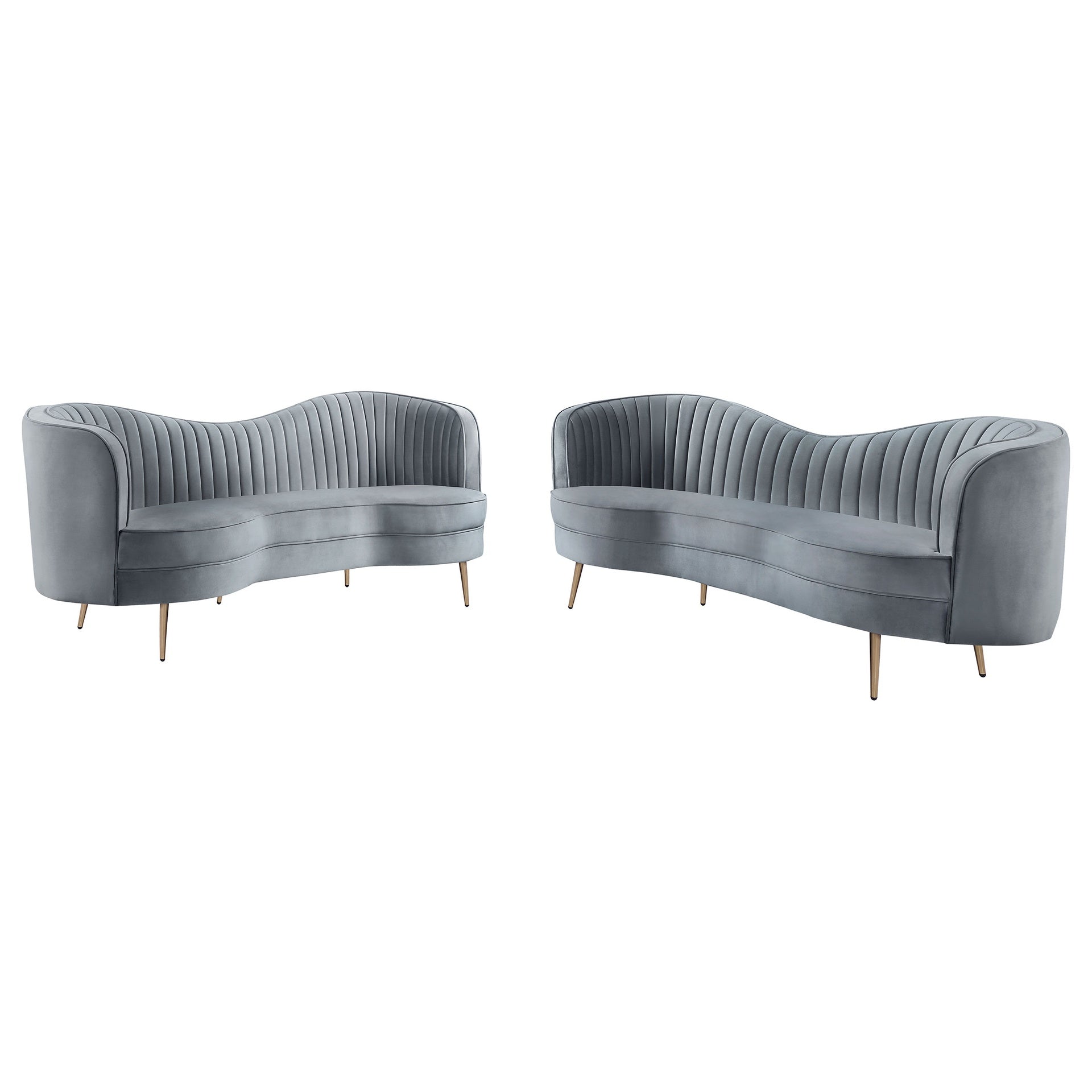 Sienna Grey and Gold 2-piece Camel Back Living Room Set
