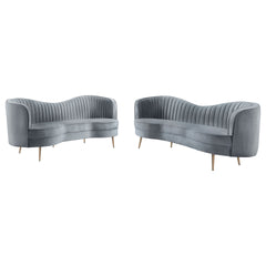Sienna Grey and Gold 2-piece Camel Back Living Room Set