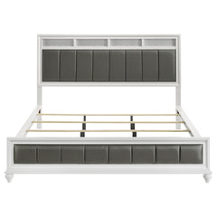 Talia White and Grey Upholstered California King Panel Bed