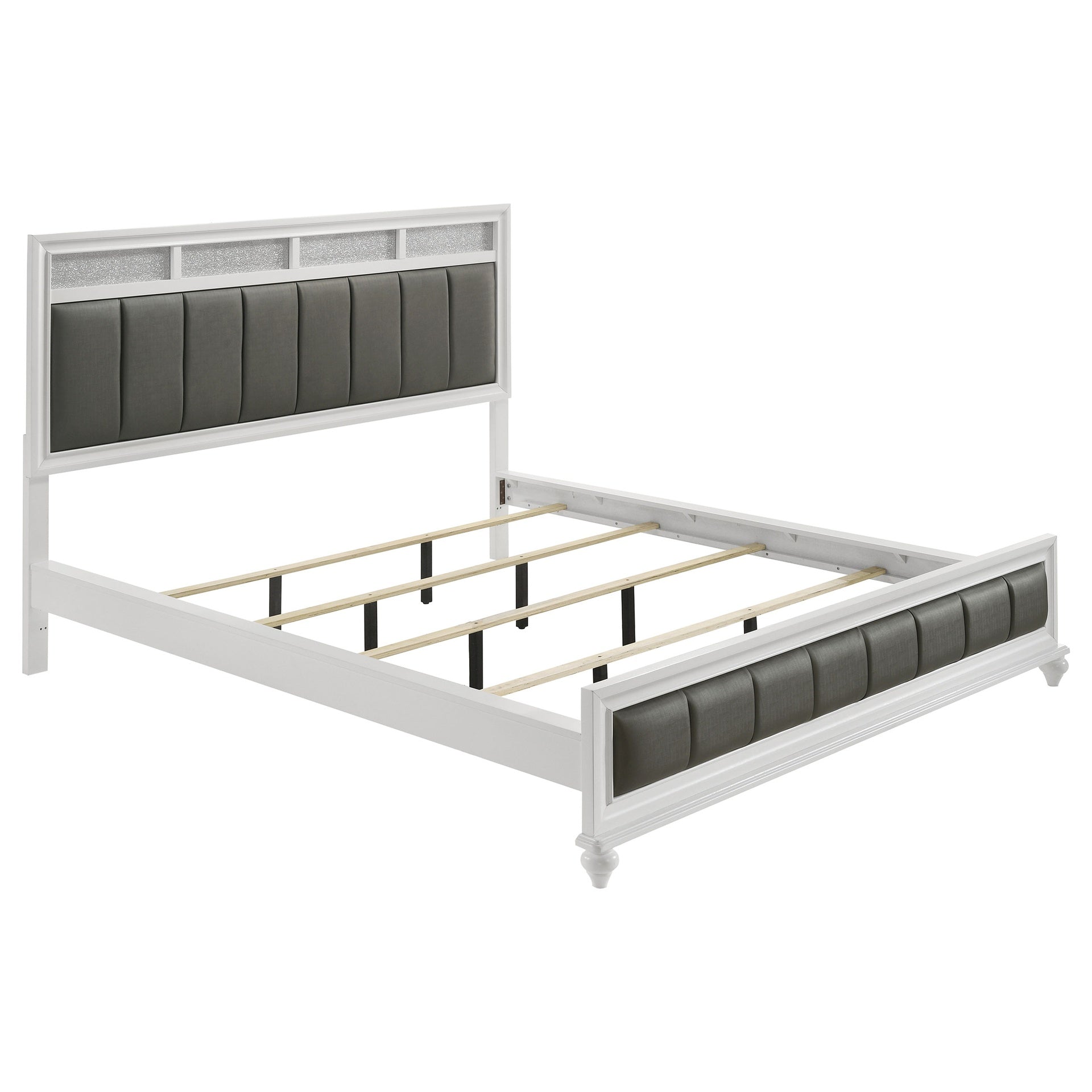 Talia White and Grey Upholstered California King Panel Bed