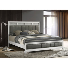 Talia White and Grey Upholstered California King Panel Bed