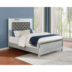 Karmen Metallic Upholstered Tufted California King Panel Bed