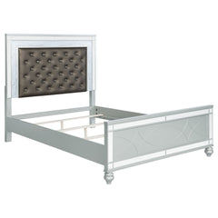 Karmen Metallic Upholstered Tufted California King Panel Bed
