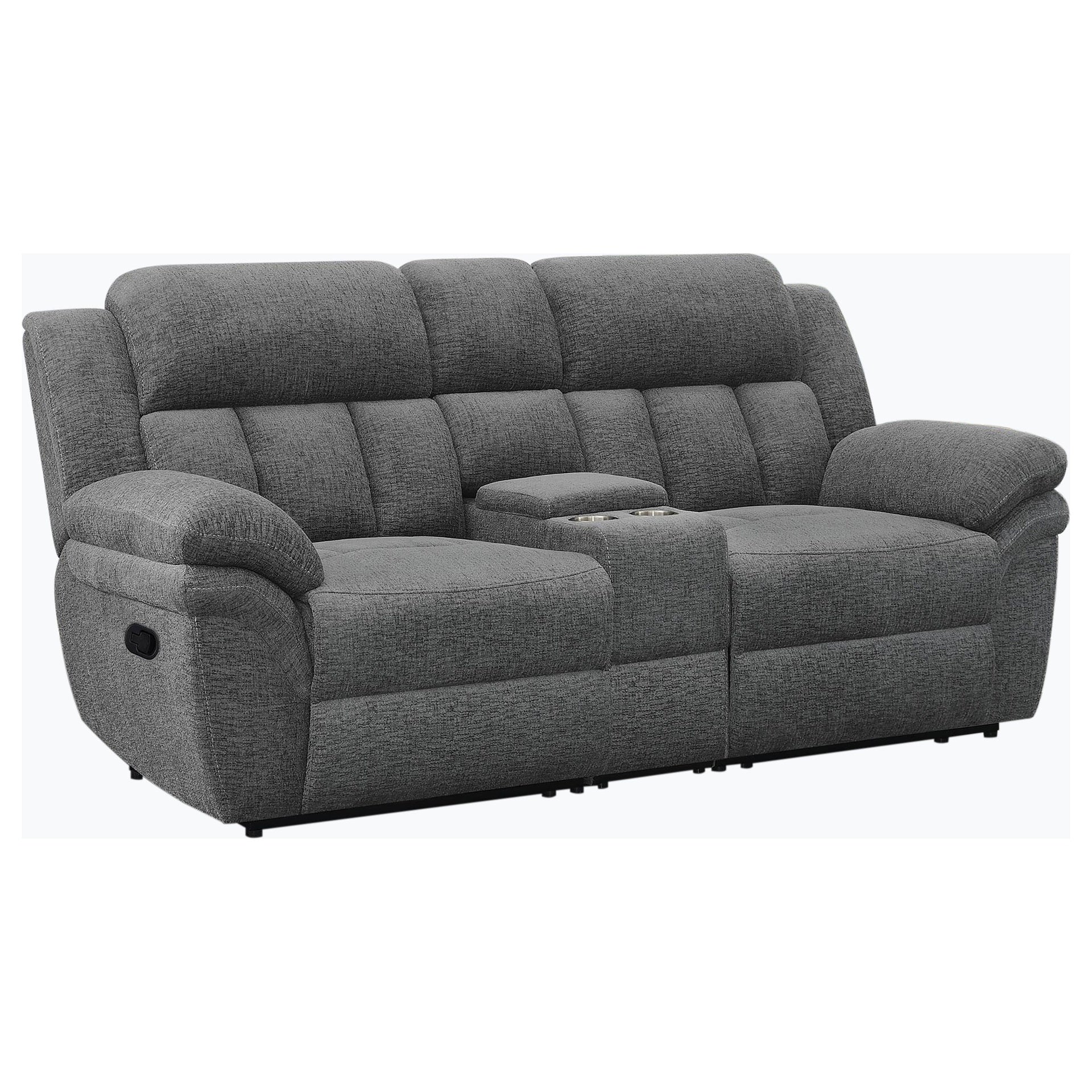 Divine Charcoal Upholstered Motion Loveseat