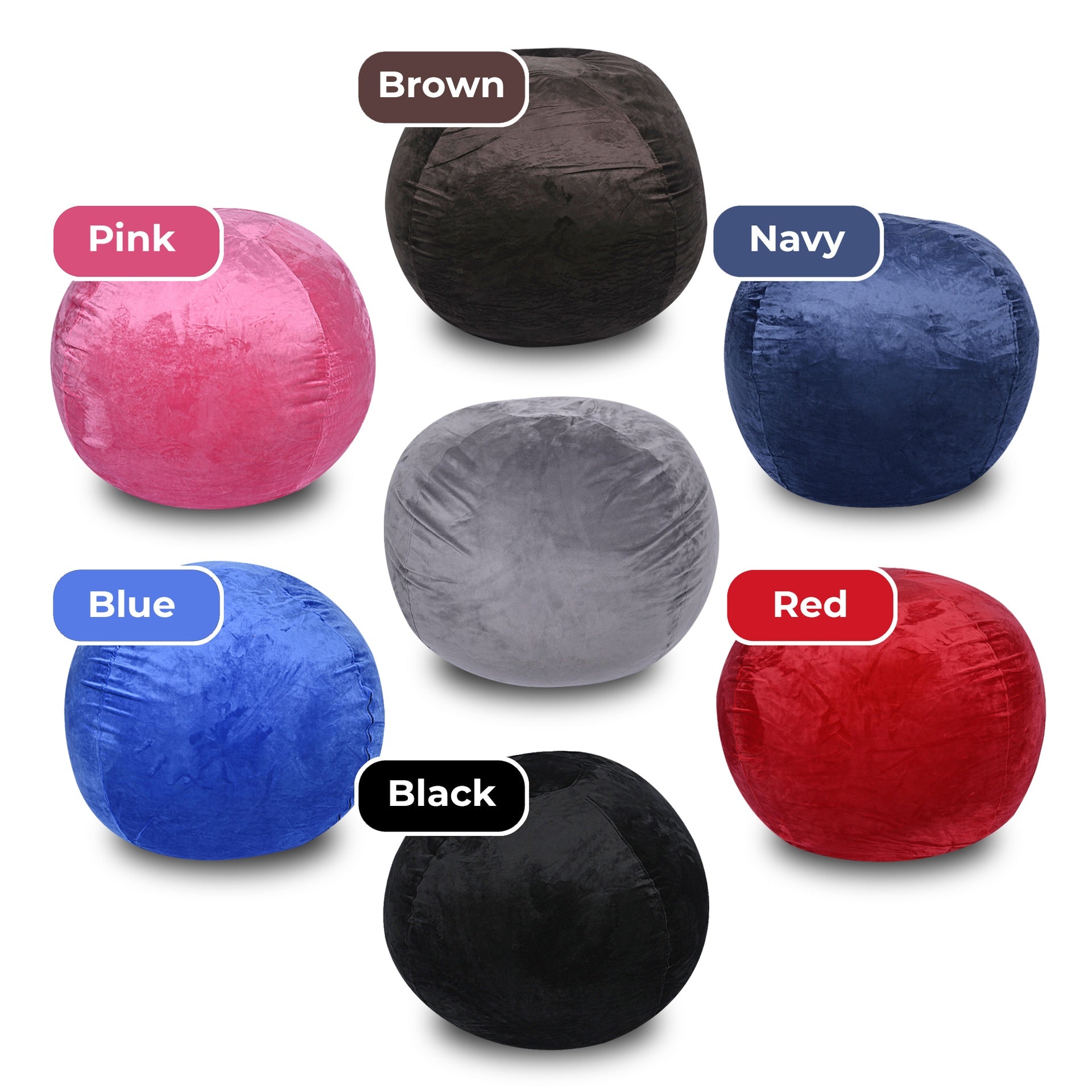 Minky Velvet Bean Bag Chair, Blue-5ft Plush Floor Chair for Kids and Adults w/ Washable Cover, Lounge Chair with Stretchable Fabric, Comfy Bedroom Chair, Filled with Shredded and Memory Foam.