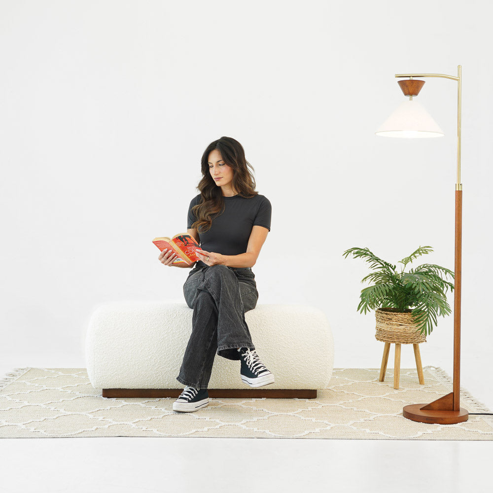 Kelvin Ivory Boucle Bench