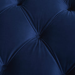Alma Tufted Flared Arm Entryway Bench, Navy Blue Velvet