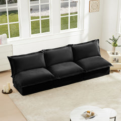 Modern Upholstered Modular Armless 3 Seater Sofa,Deep Seat 3- Seat Sofa Couch Armless Sofa Couch Free Combination, Chenille Fabric,Black